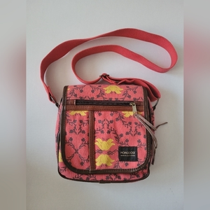 Mongoose Lotus Red Print‎ Canvas Crossbody Bag